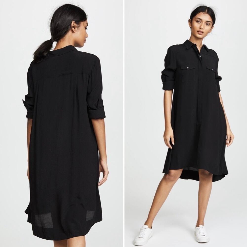HATCH Maternity The Shirt Dress Black Size 1 (S/4-6) Pockets Long Sleeve $268